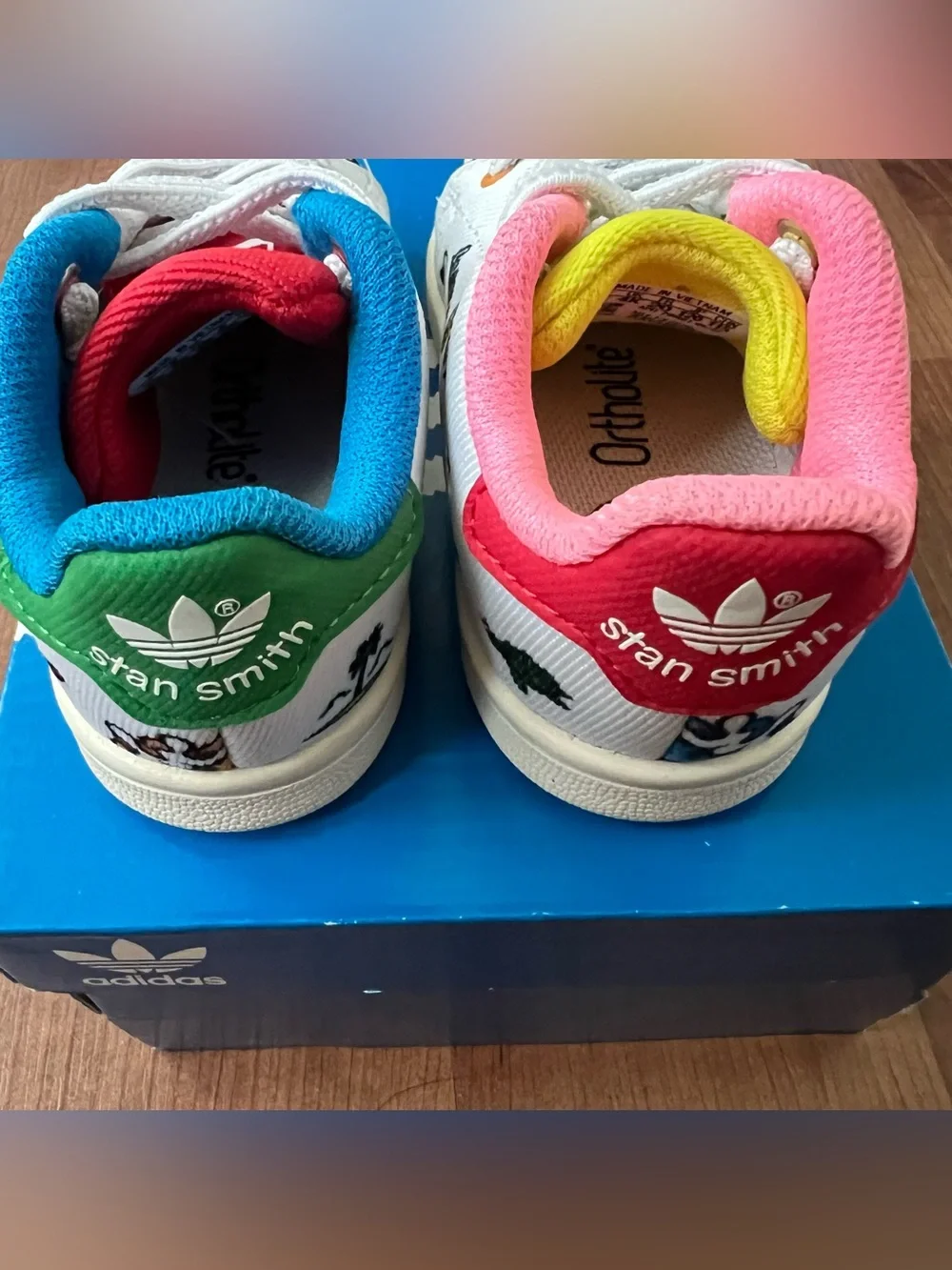 adidas baby White Canvas Sneakers with Pink, Blue, Yellow and Red Accents